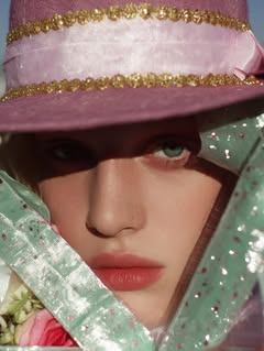 May be a closeup of one or more people, makeup, hat and text