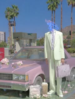 May be an image of car, suit, limousine and text