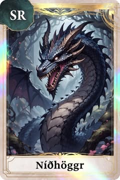 May be a video game screenshot of card and text that says 'SR Níkhöggr'