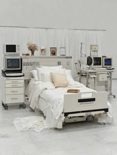 May be an image of mattress, bed, hospital, bedroom and text