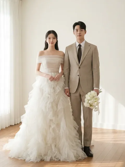 May be an image of dress, wedding and text