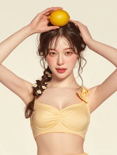 May be an image of one or more people, hair, mango, bra and text